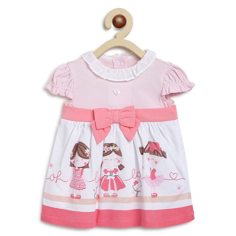 Girls Medium Pink Printed Short Sleeve Dress image number 0